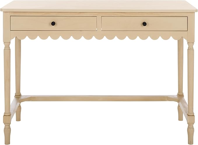 SAFAVIEH Home Collection Haven Farmhouse Country Cottage Natural Brown 2-Drawer Desk Console Table for Entryway Living Room Home Office