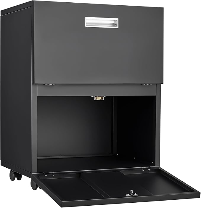 2 Drawer File Cabinet with Lock Small Metal Filing Cabinets Under Desk Storage OrganizerMobile Pedestal Office Drawers Cabinet with DrawersBlack