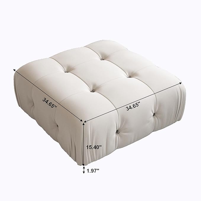 WJShome Modular Sectional Sofa Velvet U Shaped Couch OttomanBeige