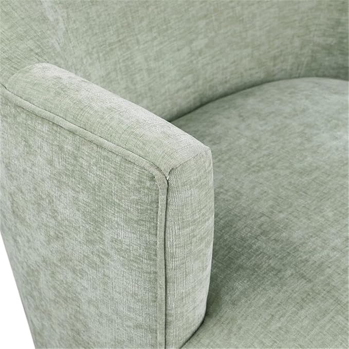 Pemberly Row Modern Accent Chair Mint Fabric Swivel Base Natural Wood Finish 26.5 W x 30.5 D x 31 H Contemporary Style for Living Room or Bedroom