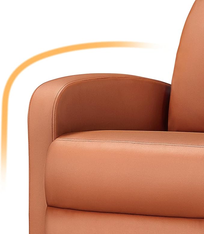 Yaheetech Home Theater Seating Faux Leather Recliner Chair Modern Single Living Room Reclining Sofa with Pocket Spring Tan