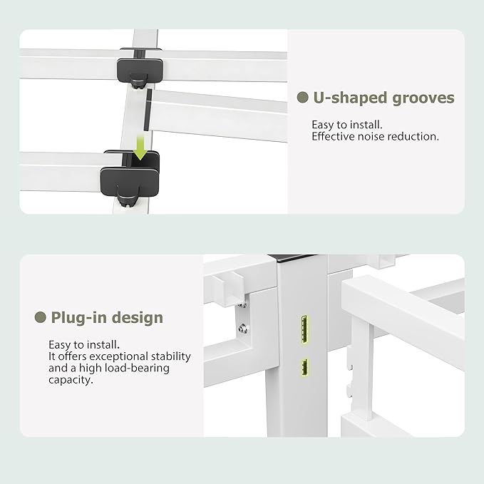NKZ 20 Inch Full Size Bed Frame Metal Bed Frame &amp Box Spring 2 in 1 Platform with Round Corner Legs 4000lbs Weight Capacity Reinforced Metal Frame Headboard Hole Noise-Free Easy Assembly.