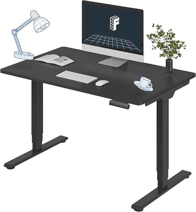FLEXISPOT E6 3-Stage Dual Motor Electric Standing Desk 48 x 30 Sit Stand Up Desk Holds 220 lbs Adjustable Height w/Memory Presets One-Piece Black Desktop &amp Black Frame Ships in 2 Boxes