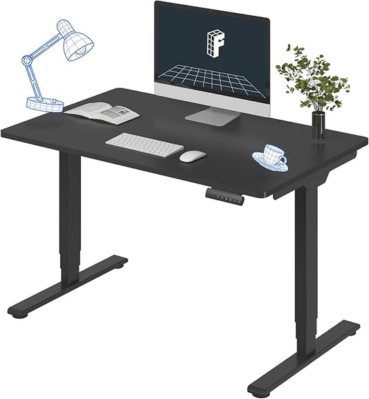 FLEXISPOT E6 3-Stage Dual Motor Electric Standing Desk 48 x 30 Sit Stand Up Desk Holds 220 lbs Adjustable Height w/Memory Presets One-Piece Black Desktop &amp Black Frame Ships in 2 Boxes