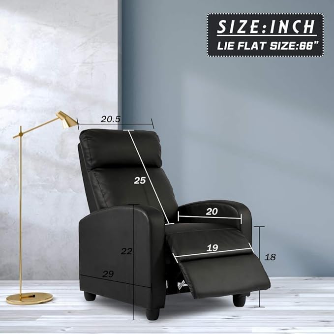 Recliner Chair Massage Chair Reclining Chair Sofa Lounge Chair Living Room Chair with Footrest PU Leather Reading Chair Lounge Chair for Home Room Black