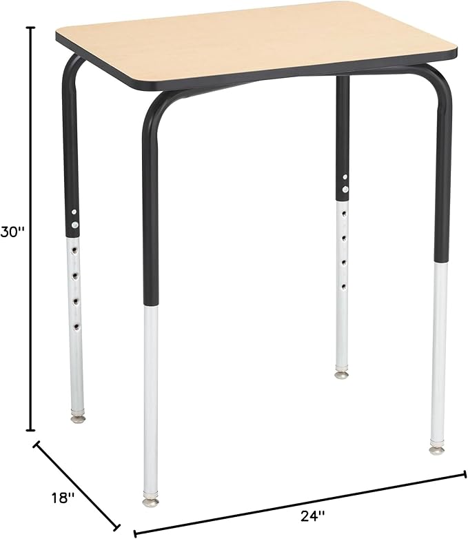 Learniture Adjustable Height Collaborative Student Desk Without Book Box Maple Top (Set of 2)