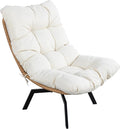 Vongrasig 360 Degree Swivel Wicker Accent Chair Modern Soft Thick Cushion Rattan Lounge Chair High Capacity Steel Frame Comfy Corner Reading Chair for Living Room Bedroom Dorm Rooms (Beige)
