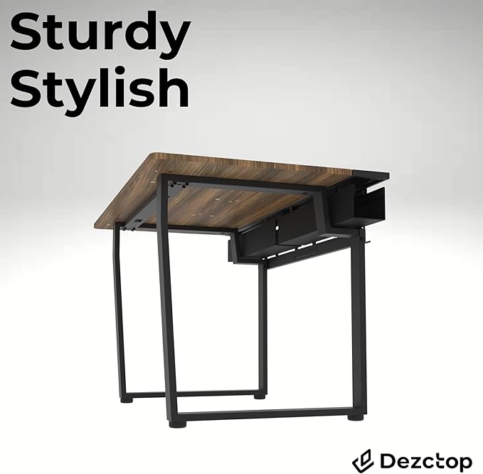 Dezctop Bifrost 120 47W x 28D Gaming PC Computer Desk with Shelves Large Workstation for Gamers or Home Office with Pegboard Built-in Cable Management Stainless Steel Frame (Walnut)