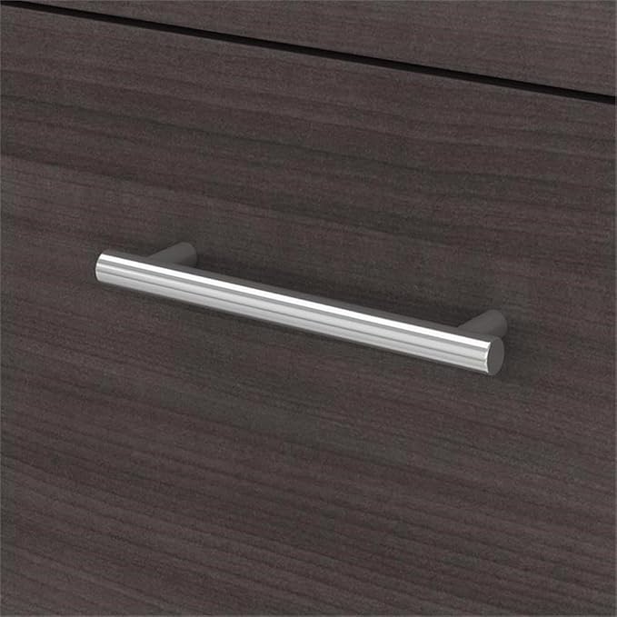BOWERY HILL 72W L Shaped Desk with Storage Engineered Wood White &amp Storm Gray Finish Wire Management Keyboard Tray File Drawer Adjustable Shelf Home Office or Living Room Use