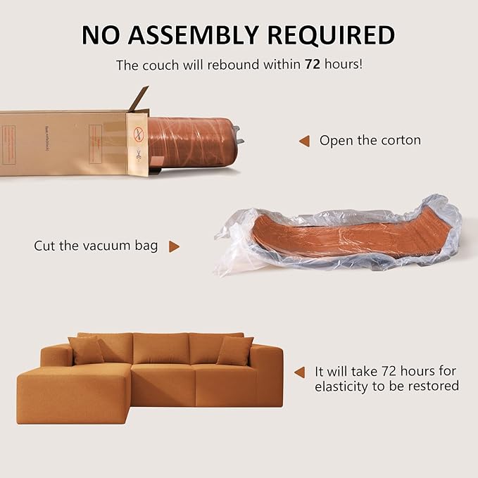 108 Cloud Sectional Couch with L-Shape Chaise4 Seat Modern Modular Sofa with Deep SeatUpholstered Couches for Living Room Bedroom Boneless Couch
