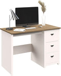 Computer Desk - Traditional Desk with Attached 3-Drawer File Cabinet - for Home Office Bedroom Computer or Craft Table by Lavish Home (White)