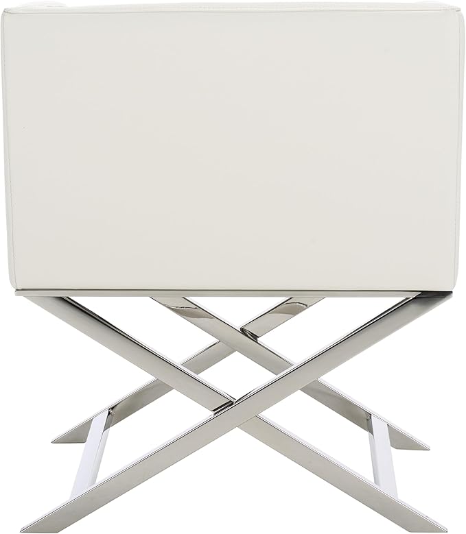 Safavieh Home Collection Celine White and Chrome Modern Glam Bonded Leather Cross Leg Chair