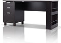 Furniture of America Collin Modern 3-Drawer and 2 Magazine Racks Wood 60-inch Office Desk with Built-in File Cabinet for Study Room Home Office Espresso