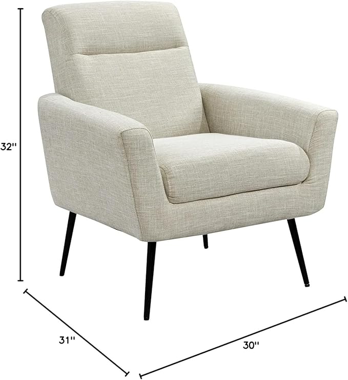 Mid Century Modern Upholstered Fabric Accent Chair Living Room Bedroom Leisure Single Sofa Chair (with Metal Legs) TV armrest seat Suitable for Small Space Home Office Coffee ChairBeige