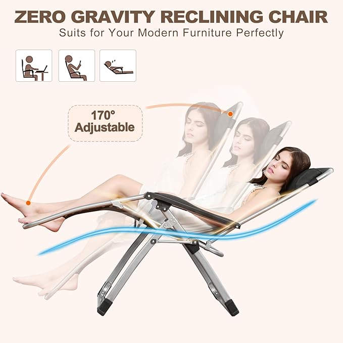 DoCred Comfy Chair Folding Chair Recliner Chair for Bedroom and Living Room Folding Reclining Patio Chairs Lounge Chair with Removable Cushion for Indoor Outdoor