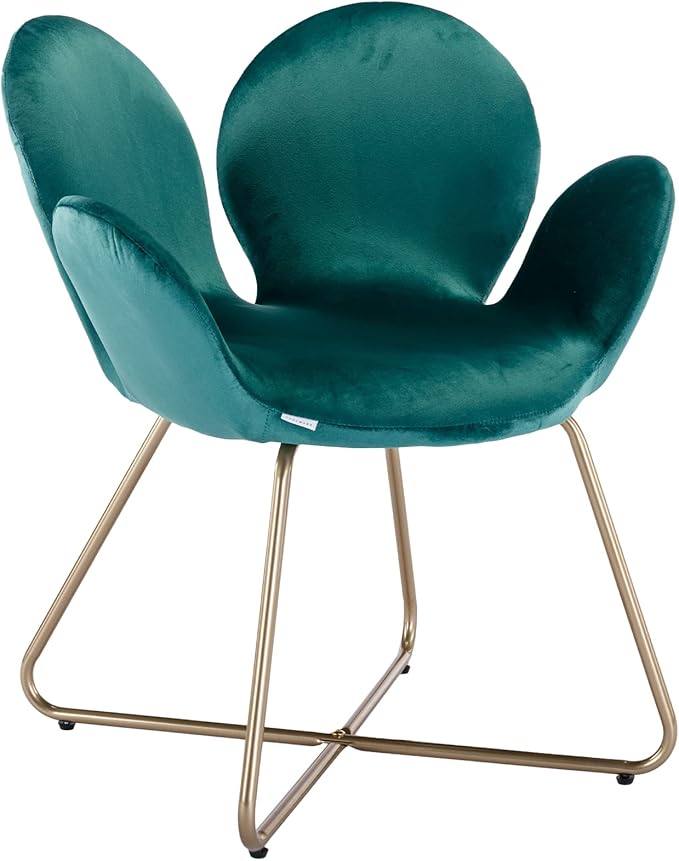 Modern Velvet Accent Chair Comfy Cute Upholstered Vanity Desk Chair w/Metal Legs Soft CushionArmchair for Living Room 2PC/Set