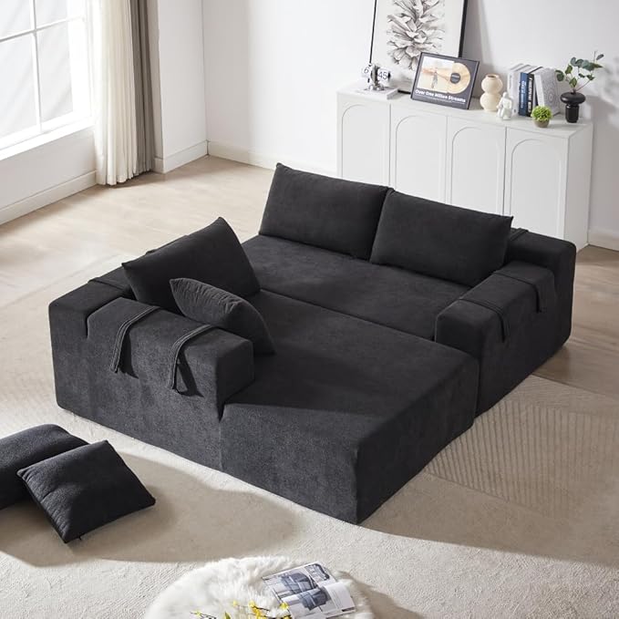 2026 New 108 L Shaped Sectional Sofa Couch Chenille Boneless Couch Deep Seat Sectional Modular Couch for Living Room No Assembly Required