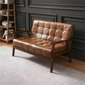 NIUYAO Sofa Couch with Comfy Armrest Upholstered Tufted Back Small Loveseat Sofa Modern Classic Faux Leather Couch for Living Room Bedroom Apartment Office -Camel 55 L x 26 W x 28 H