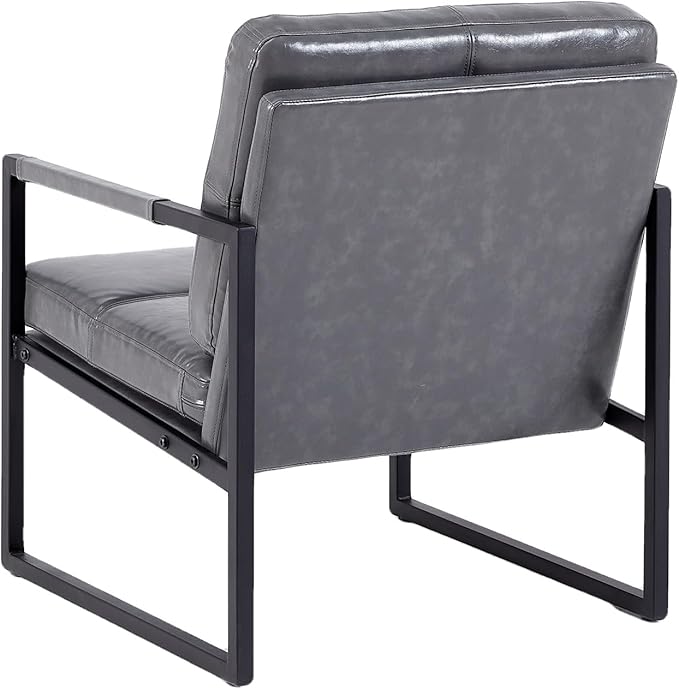 Light Grey PU Leather Leisure Black Metal Frame Recliner Chair for Living Room and Bedroom Furniture