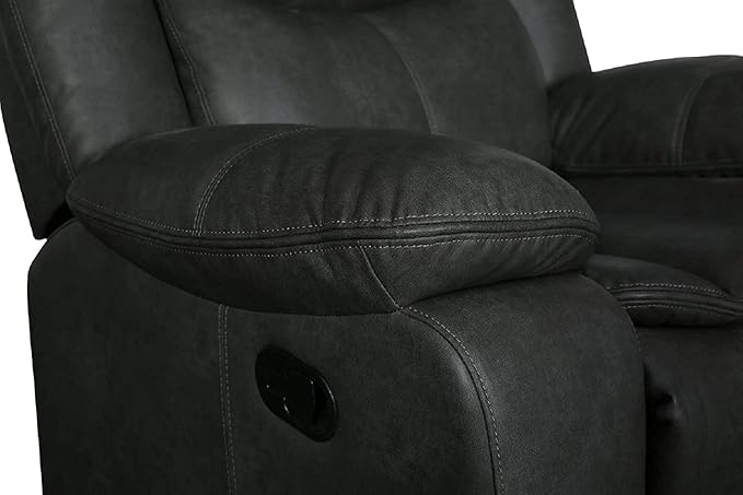Blackjack Furniture Marsden Modern Leather Air Reclining Living Room Loveseat Lead Gray