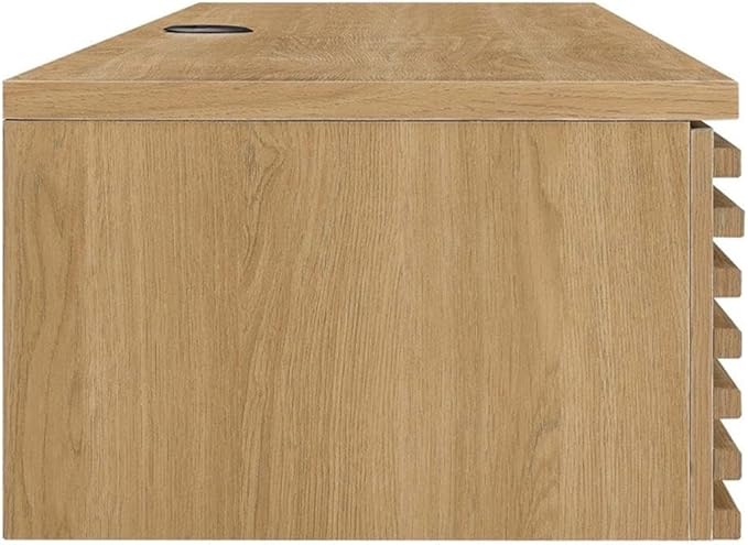 Modway Render Wall Mount Particleboard and Wood Office Desk in Oak