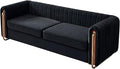 Dolonm Modern Velvet Sofa for Living Room 84 Inches Long Upholstered Sofa Couch with High Armrest and Metal Legs Decor Furniture for Bedroom Office (Black)