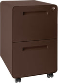 Laura Davidson Furniture Stockpile 2 Drawer Mobile File Cabinet with Lock - Under Desk Metal Filing Cabinet Legal/Letter File Folders Wheels and Stationary Feet Pre-Assembled Dark Brown