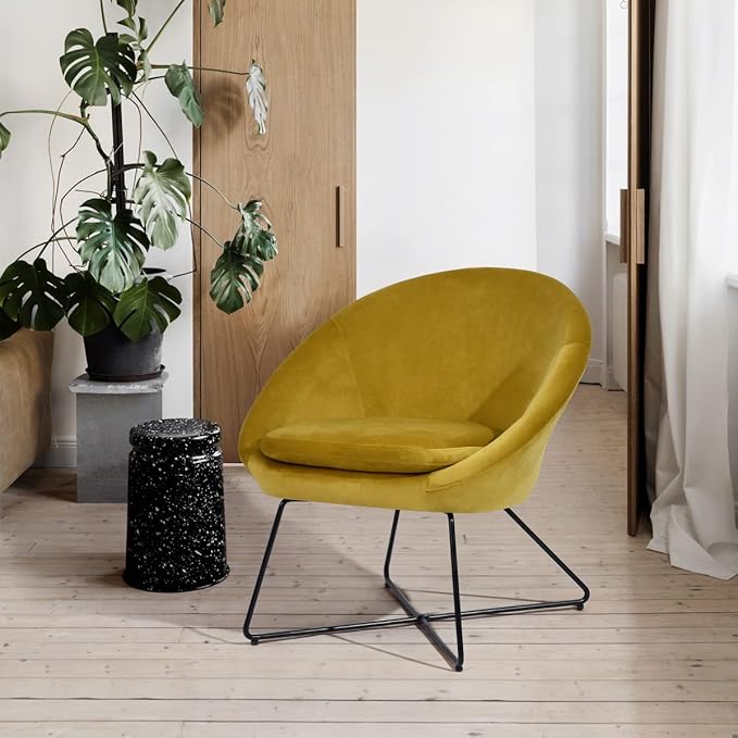 Accent Chair Armchair Fashion Velvet Fabric Upholstery Accent Chairs for Living Room BedroomYellow