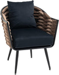Velvet Accent Chair Modern Upholstered Armchair Tufted Chair with Metal Frame Single Leisure Chairs for Living Room Bedroom Office Balcony