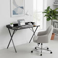 Homy Casa Modern Black Computer Desk with X-Frame Metal Legs 39.4 x 19.7 Writing Table Raised Edge Minimalist Home Office Workstation