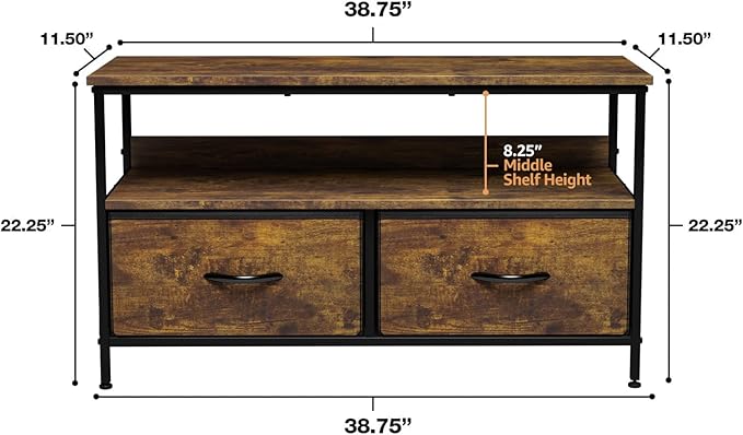 Sorbus TV Stand Dresser with 2 Drawers - Television Riser Chest with Storage - Bedroom Living Room Closet &amp Dorm Furniture