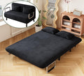 Convertible Queen Sleeper Chair Bed 55 Tri-Folding Sofa with 6 Adjustable Backrests Comfy Velvet Loveseat Sleeper Modern Futon Sofa Bed for Living RoomSmall SpaceOffice (Black)