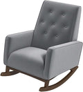 Demetrius Light Grey Fabric Rocking Chair - Living Room Accent Chair Nursery Glider Chair Maximum Weight Capacity 300lbs