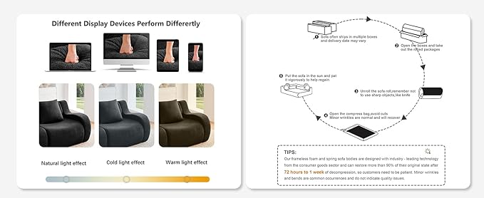 Black 3-Seater Cloud Couch Modern Teddy Fabric Boneless Sectional Sofa in a Box for Living Room Modular Floor Couch Deep Seat No Assembly Required Sofas para Sala