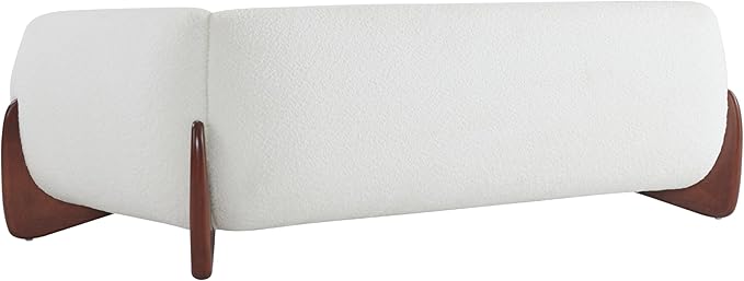 Merax 82 Inch Boucle Sherpa Sofa Chenille Loveseat with Removable Cushions &amp Wood Legs Modern Plush 3-Seater Couch for Living Room Beige