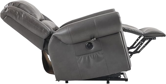 Power Lift Recliner Chair with Massage and Heating PU Leather Electric Recliner Sofa with USB Charger 300lbs Capacity Lift Chair 8-Point Massage &amp Lumbar Heating Easy Assembly(Gray)