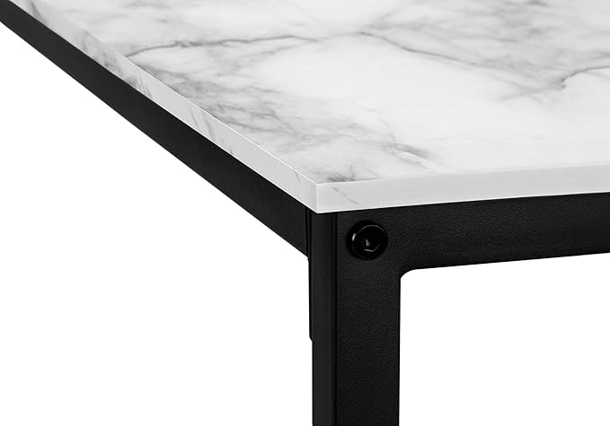 Monarch Specialties I 7393 Computer Desk Home Office Corner 58 L L Shape Work Laptop Metal Laminate White Marble Look Black Contemporary Modern