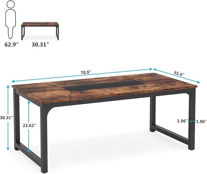 Little Tree 78.7 Inch X Large Executive Computer Desk Home Office Workstation