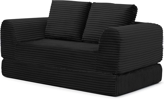 Foldable Boneless Love Seat Couches in a Box Modern Floor Foam Sleeper Sofa Bed 2-in-1 Convertible Cloud Sofa for Home Apartments Bedroom