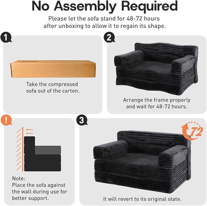 Folding Sofa BedConvertible Sofa Bed with Armrest Foldable Sleeper Chair Portable Folding 4-in-1 Floor Sofa with Convertible Lounge Chair for Living RoomBedroomWashable CoverBlack Single