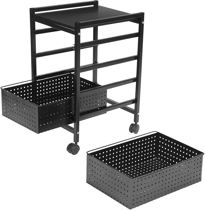 Rolling File Cart Mobile File Cabinet with Storage Drawer Movable Pull-Out Storage Art Craft Organizer on Wheels Utility Cart Storage and Organizer for Home Office (2 Tiers)