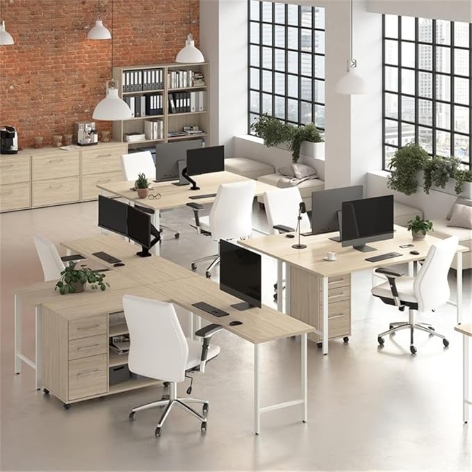 Bush Business Furniture Hustle 60W x 30D L Shaped Computer Desk with Metal Legs in Natural Elm Modular Corner Table for Home and Professional Office