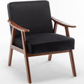 Mid Century Modern Accent Chair with Solid Wood Frame Fabric Microfiber Upholstered Armchair for Bedroom Reading Room Living Room and Lounge Black