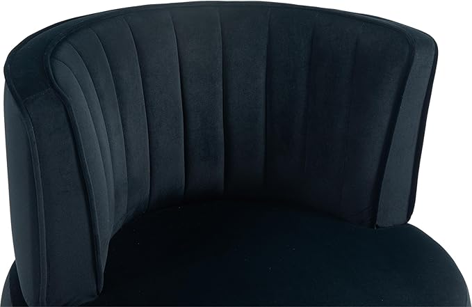 Accent Sofa Chairs360 Degree Swivel Round Armchairs with Wide Upholstered Fluffy Velvet Fabric Chair for Living Room Bedroom Office (Black+Velvet)