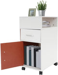 File Cabinet on Wheels Under Desk White Metal Rolling File Cabinets with Lock for Home Office Un-Assembled Filing Cabinet with Lock