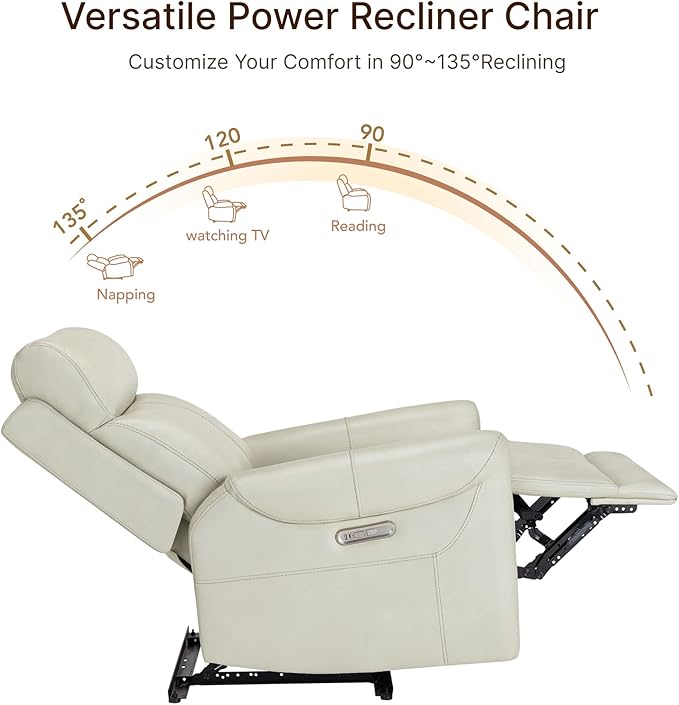 Leather Recliner Chair for Adults Wall Hugger RV Recliner with USB Charging Ports Electric Power Reclining Sofa for Living Room Home Theater Seating Bedroom