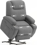 Flamaker Power Lift Chair Massage Recliner Chairs for Elderly - Ergonomic Design with Cup Holders &amp Side Pockets Remote Control (Gray)