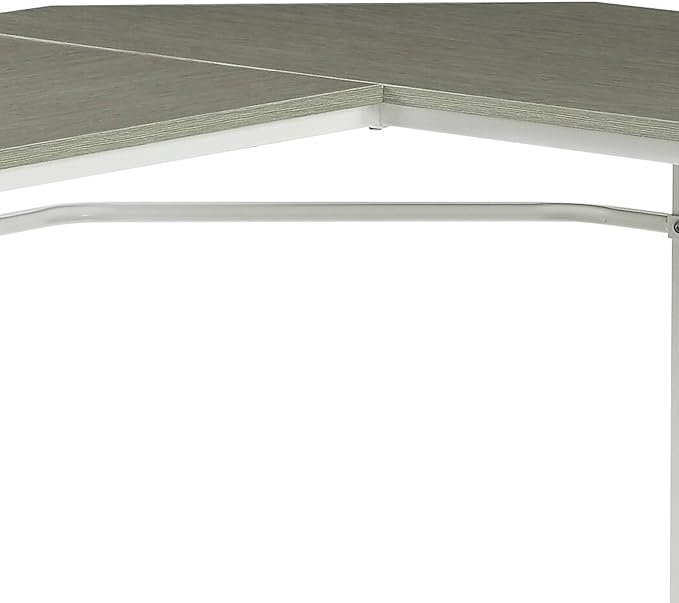 Grey and White L-Shape Computer Desk Home Workspace Writing Work Study Table for Study and Home Office