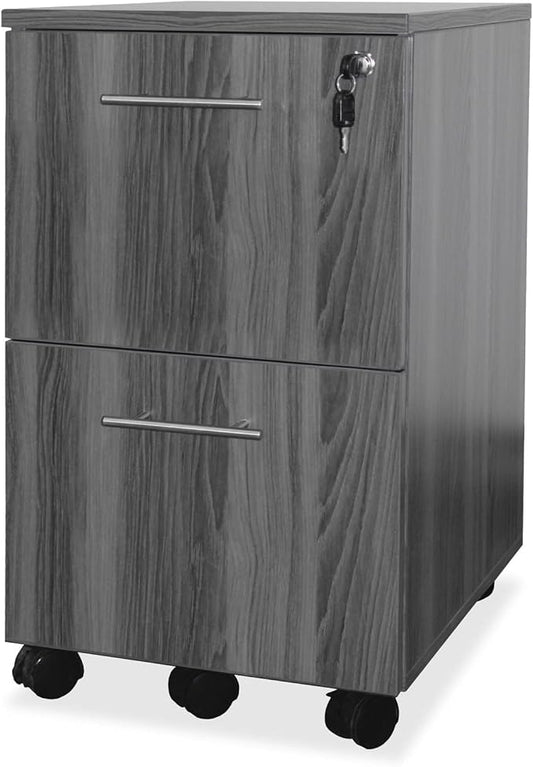 Scranton &amp Co File Cabinet with 2 Drawers &amp 1 Lock Rolling Mobile and Portable File Cabinet with Wheels for Documents A4/Letter/Legal(Grey)