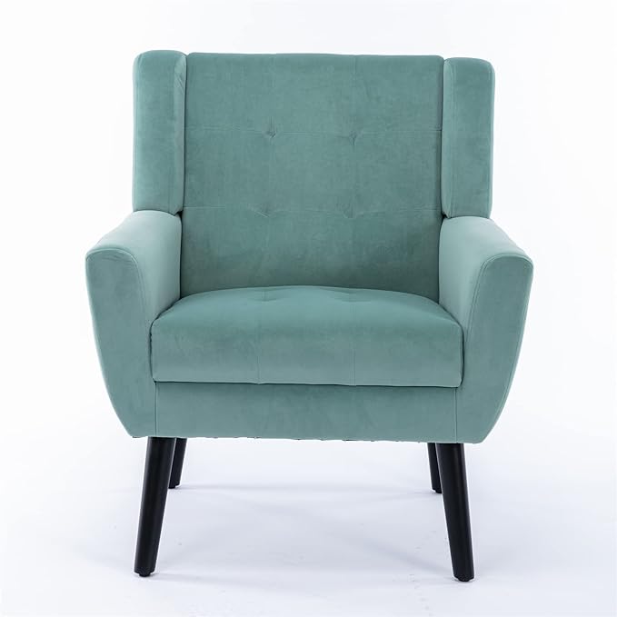 Modern Accent Chair Oversized Accent Chair Corner Chair Mid Century Modern Chair Comfy Reading Chair Upholstered Armchair Modern Chairs for Living Room (Mint Green Velvet)